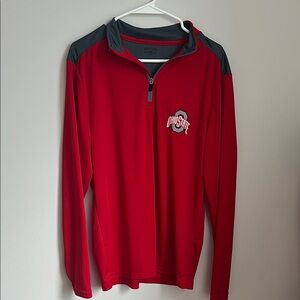 Ohio State Red and Gray Men's Zip-Up Sweater